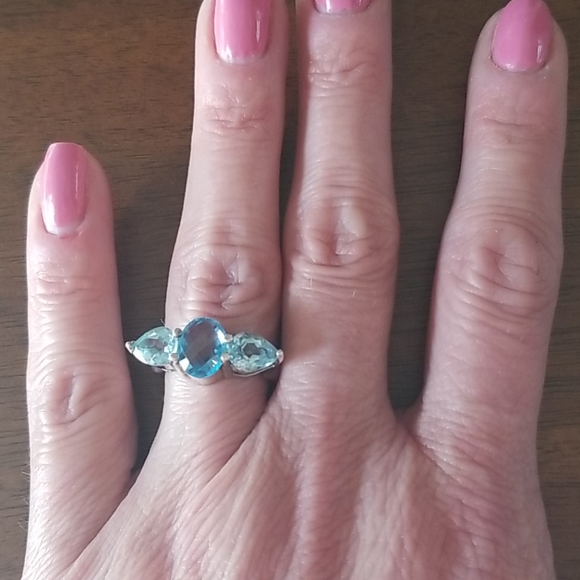 Blue Topaz Sterling Silver Ring size 7.25 - Picture 1 of 4
